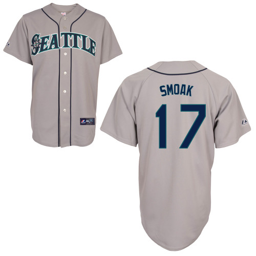 Justin Smoak #17 mlb Jersey-Seattle Mariners Women's Authentic Road Gray Cool Base Baseball Jersey